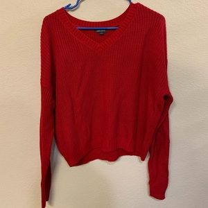 Wild Fable Cropped Red V neck Sweater